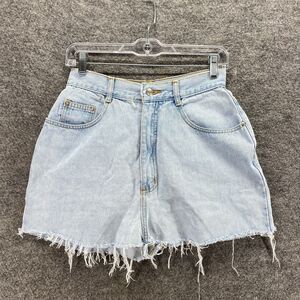 GET Shorts Women 11/12 Blue Denim Light Wash Hot Pants Cut Off High Rise Casual